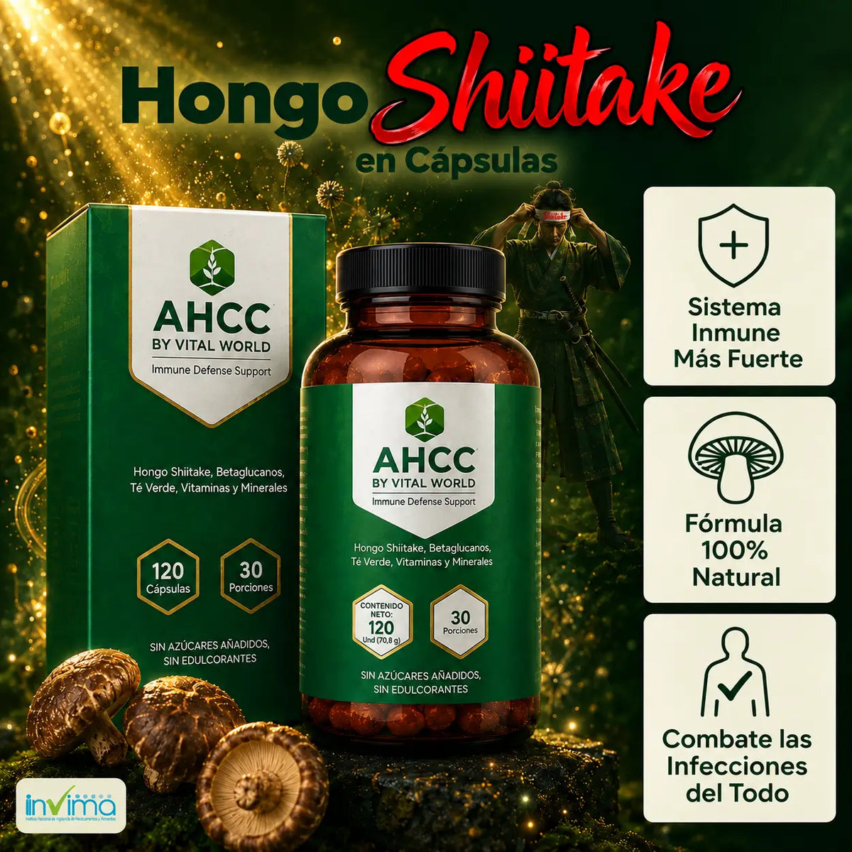 AHCC by Vital World — Apoyo Inmune con Hongo Shiitake y Betaglucanos