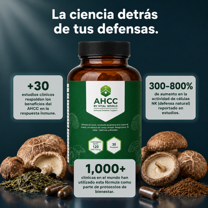 AHCC by Vital World — Apoyo Inmune con Hongo Shiitake y Betaglucanos X2