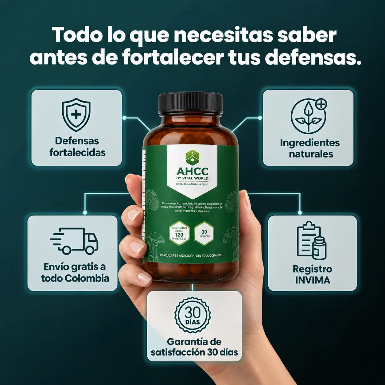 AHCC by Vital World — Apoyo Inmune con Hongo Shiitake y Betaglucanos