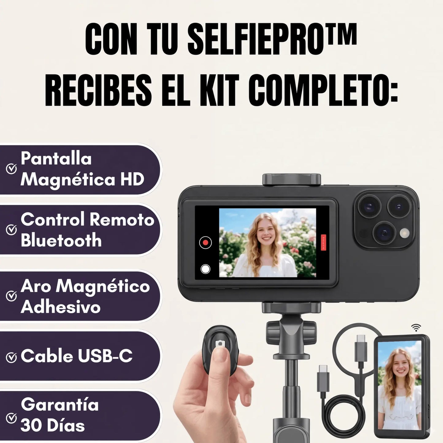 SelfiePro™ - Monitor Magnético para Selfies y Videos Profesionales