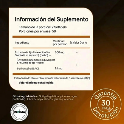 Ajo Envejecido Sin Olor — Soporte Natural para la Presión Arterial