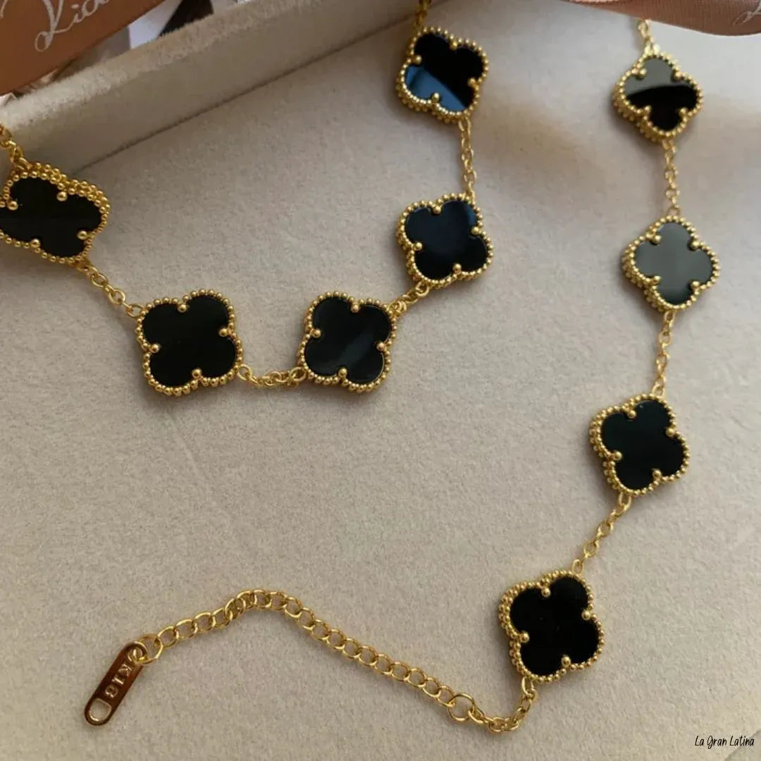 Set Trébol Bañado en Oro 18K – Pulsera y Collar, Buena Suerte y Elegancia - Tiendas La Gran Latina