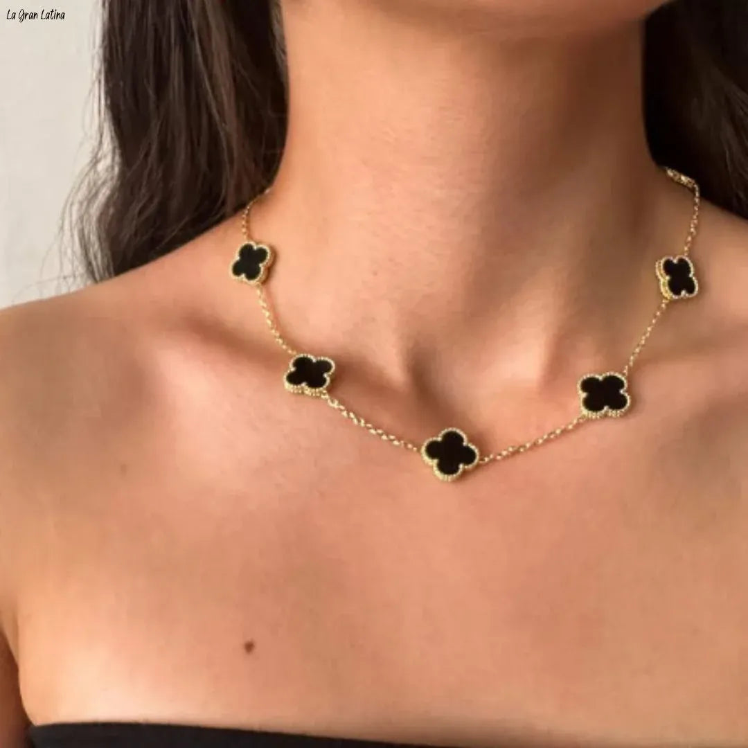 Set Trébol Bañado en Oro 18K – Pulsera y Collar, Buena Suerte y Elegancia - Tiendas La Gran Latina