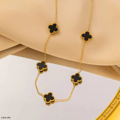Set Trébol Bañado en Oro 18K – Pulsera y Collar, Buena Suerte y Elegancia - Tiendas La Gran Latina